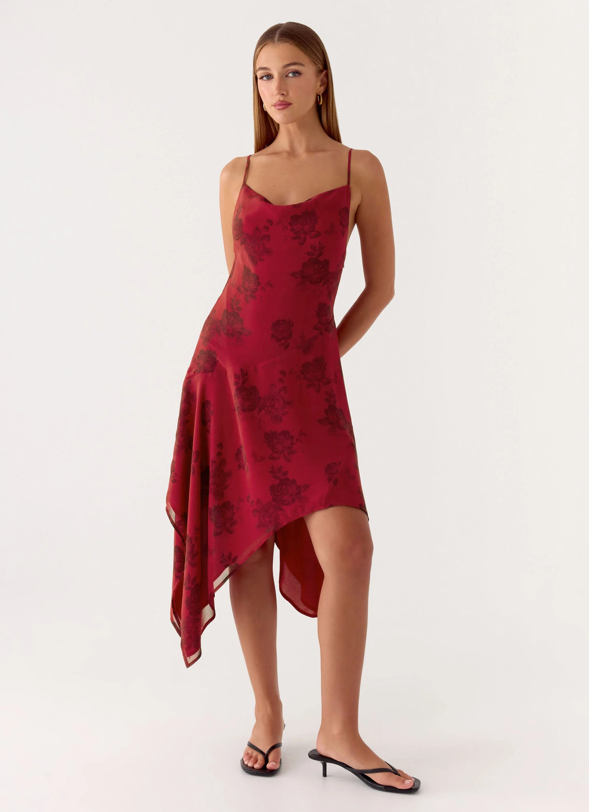 Jasiel Midi Dress - Cherry Rose