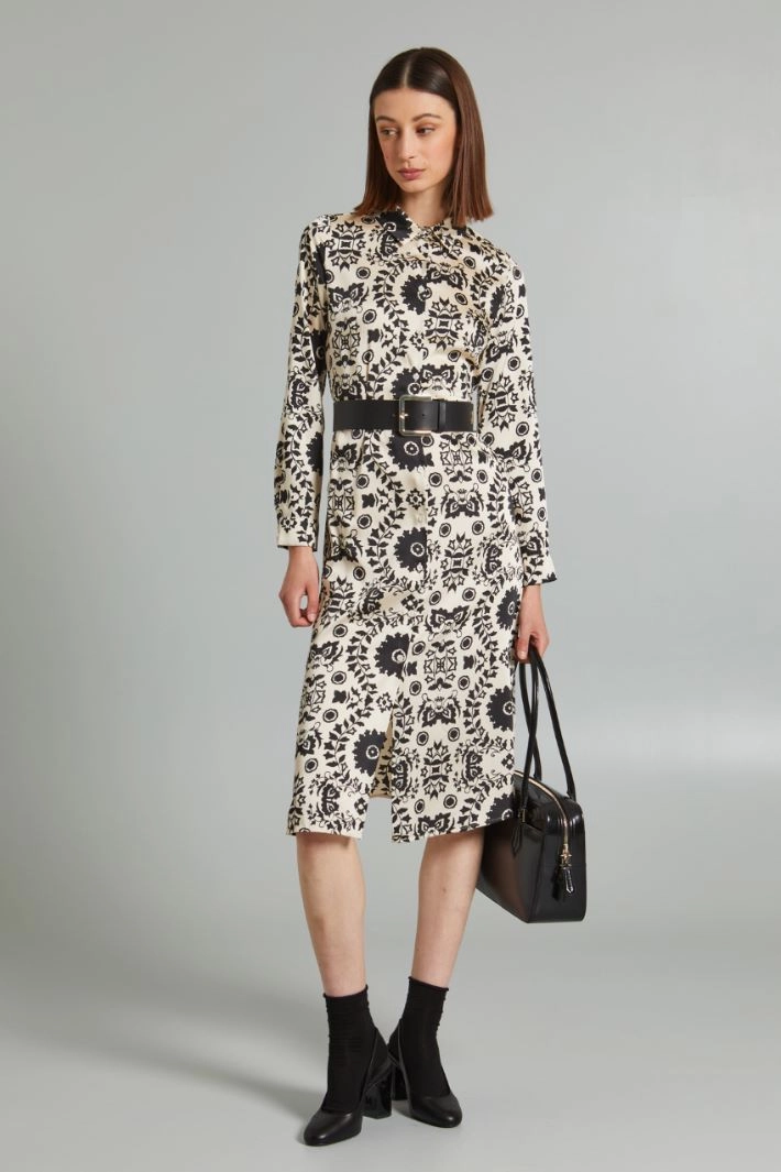 Twill chemisier dress - SAND BLACK