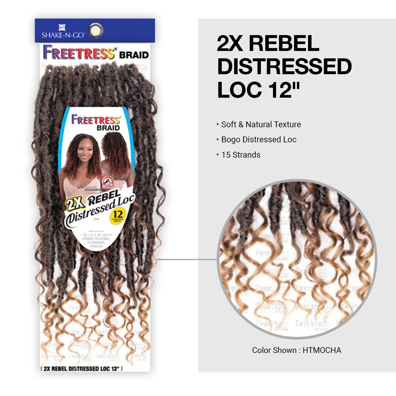 FreeTress Crochet Braids 2X Rebel Distressed Loc 12
