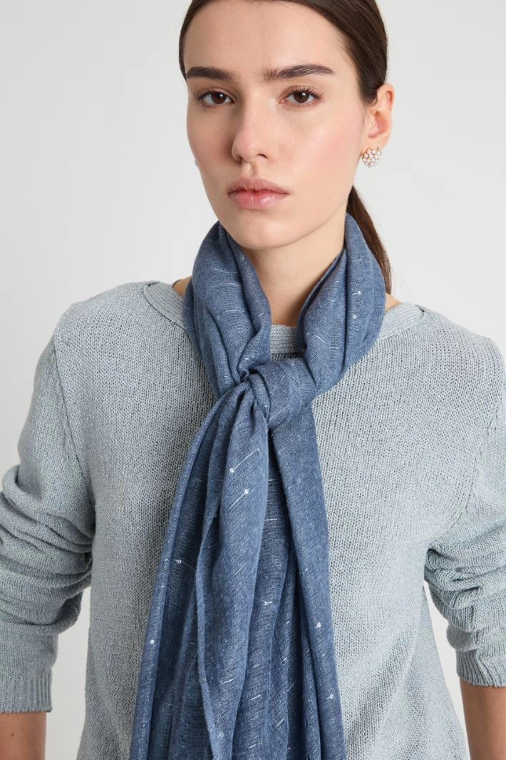 Washed-effect sequin stole - BLUE