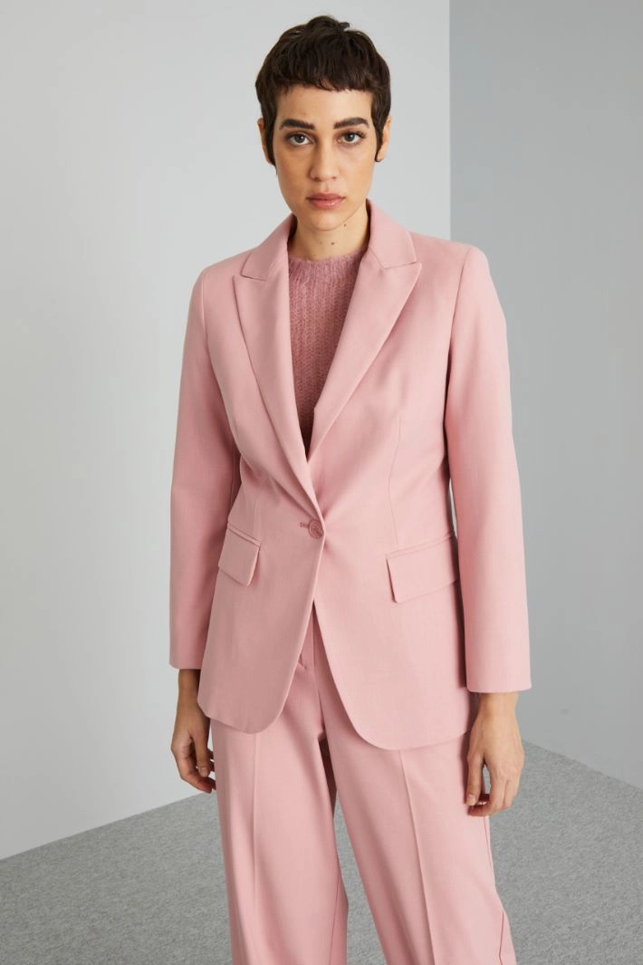 Viscose canvas blazer - PASTEL PINK