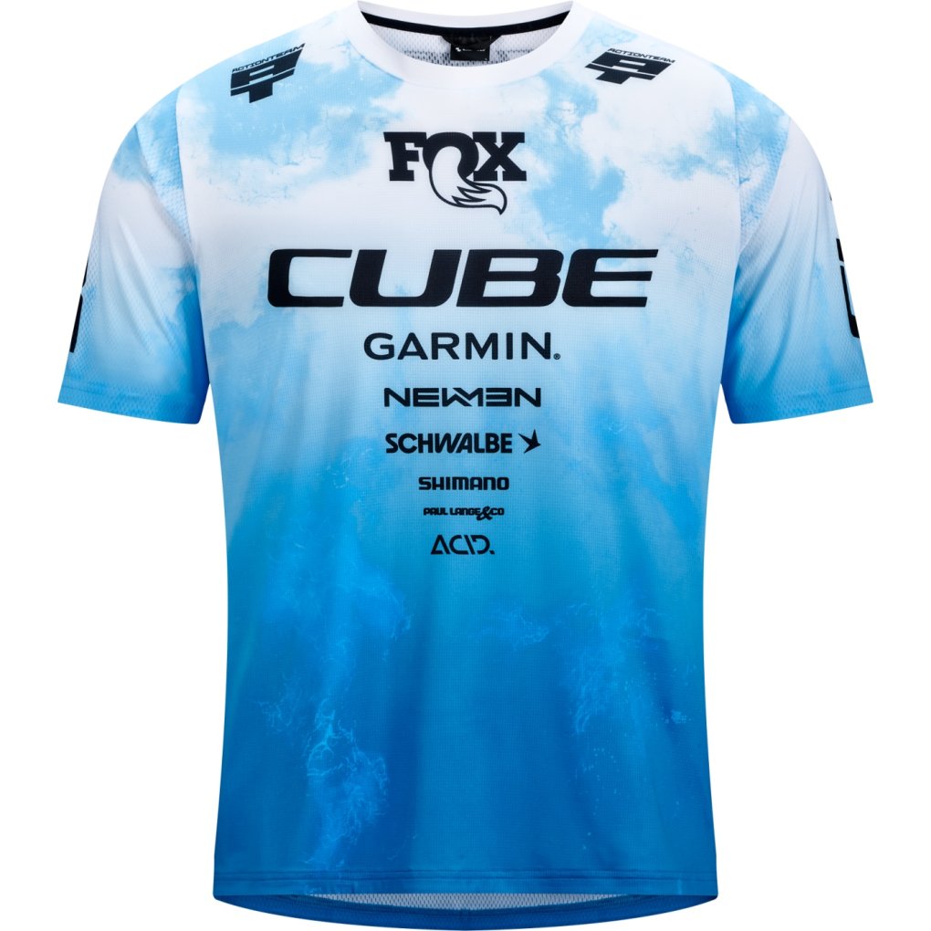CUBE MTB X Actionteam Short Sleeve Jersey Men - topas blue