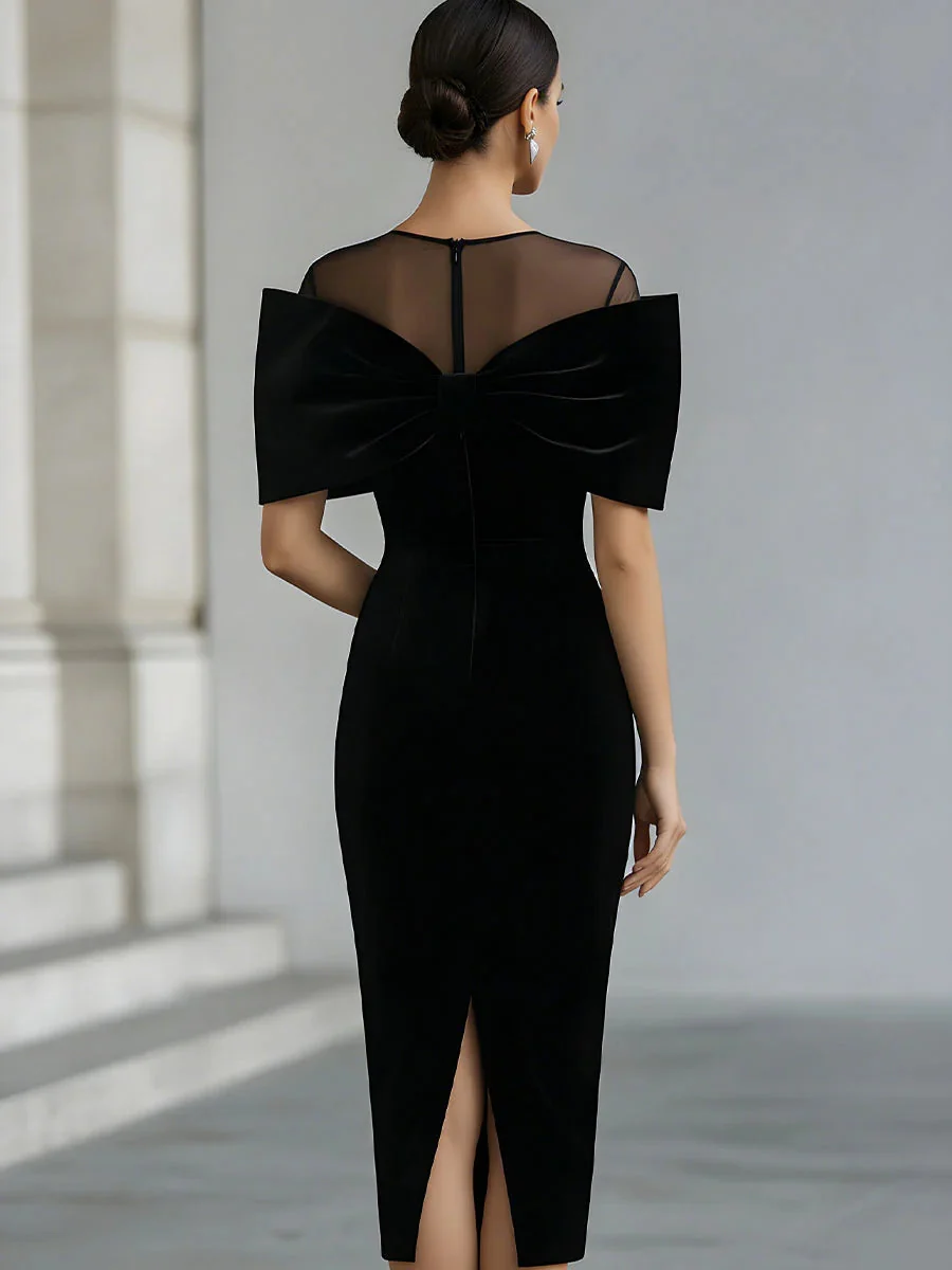 Rory | Women's Short Sleeve Statement Bow Midi Dress