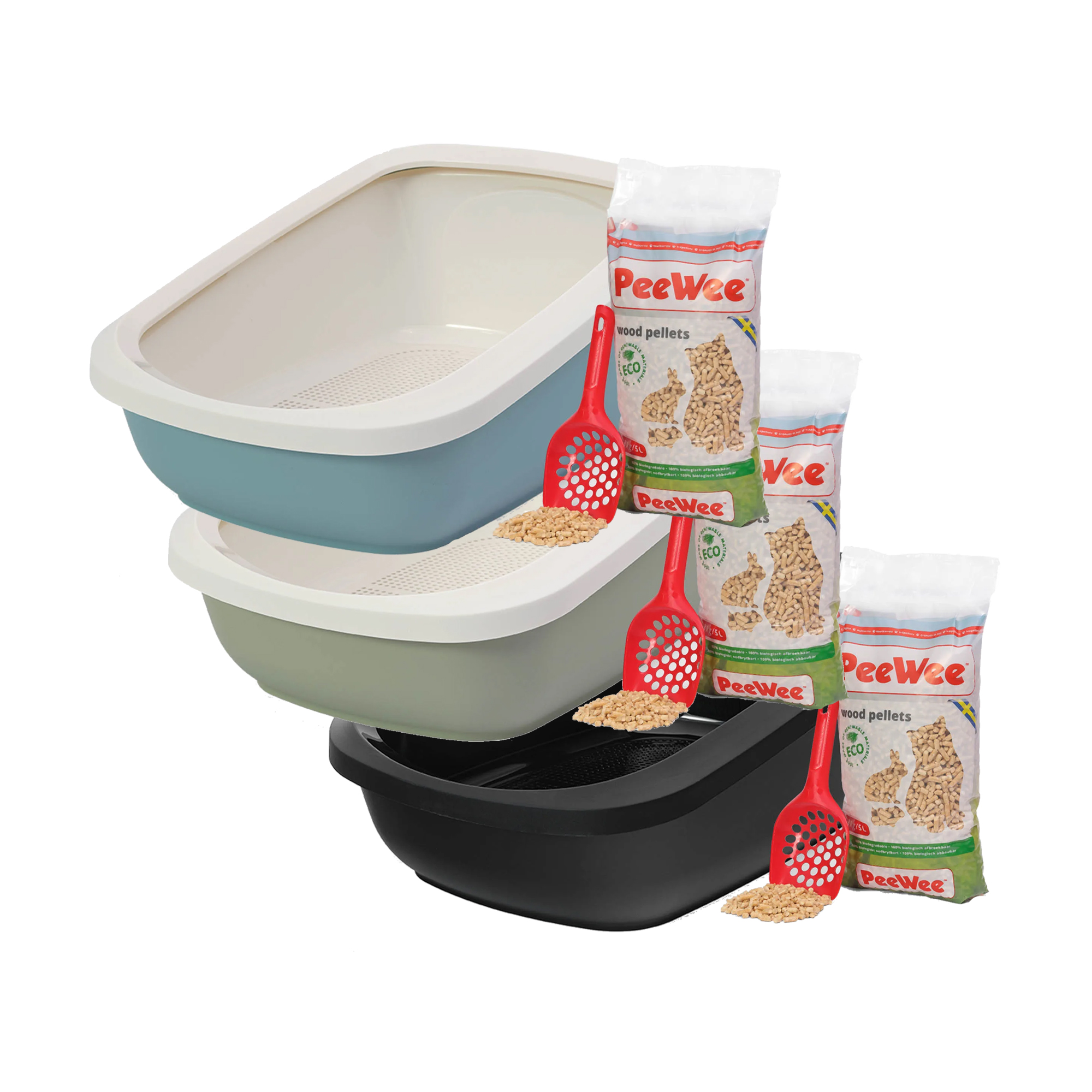 PeeWee EcoGranda Litter Tray - Starter Pack - Black/Black