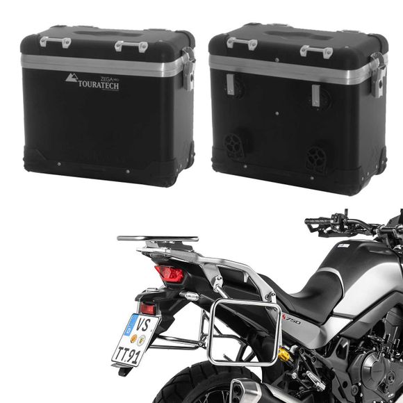Touratech ZEGA Pro 38/38 suitcase - Gray support included - Black anodizedRef: Trt01693A / 01-401-5712-0