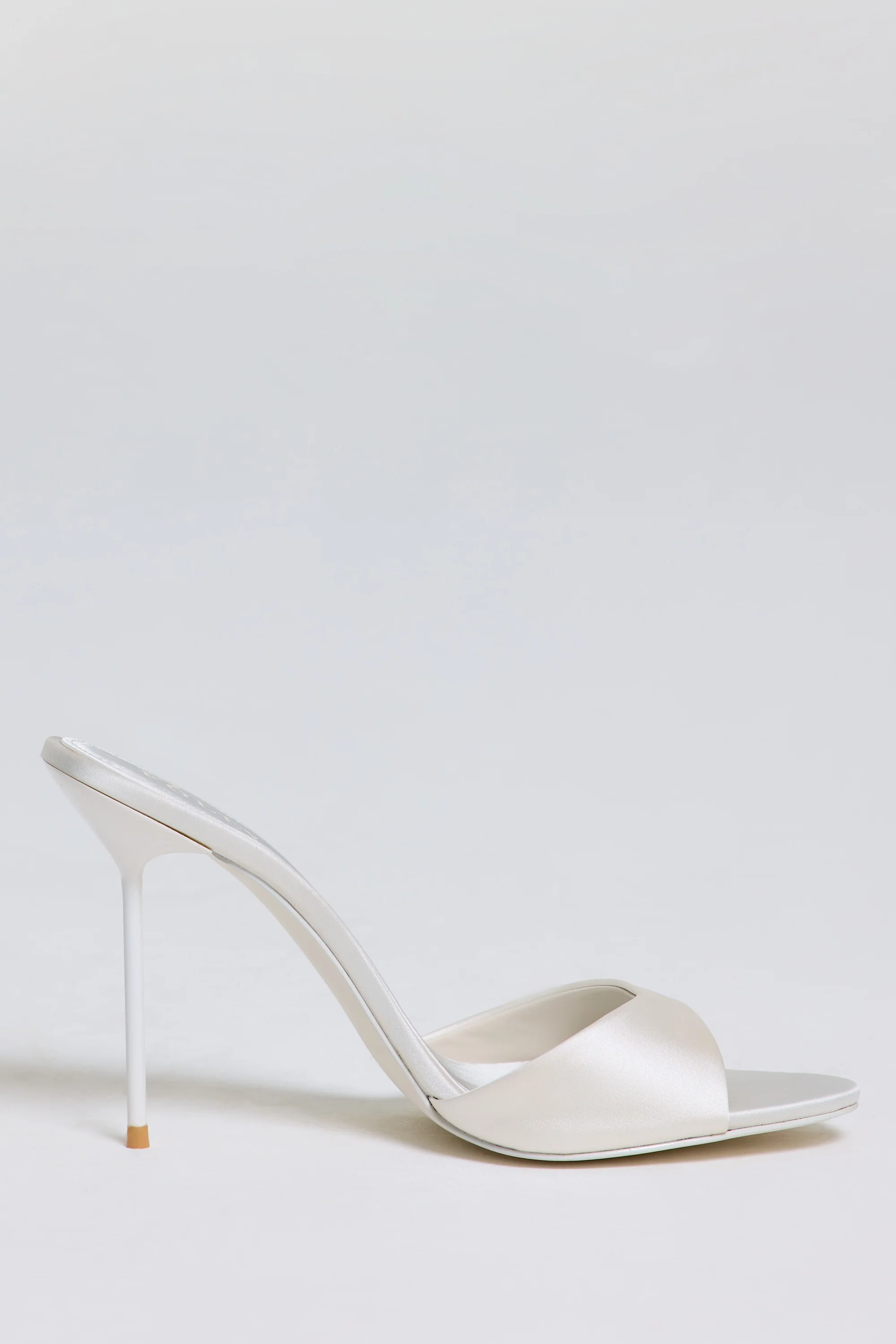 Heeled Mule Sandal in Pearl White