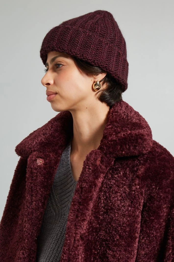 Turn-up beanie hat - BORDEAUX