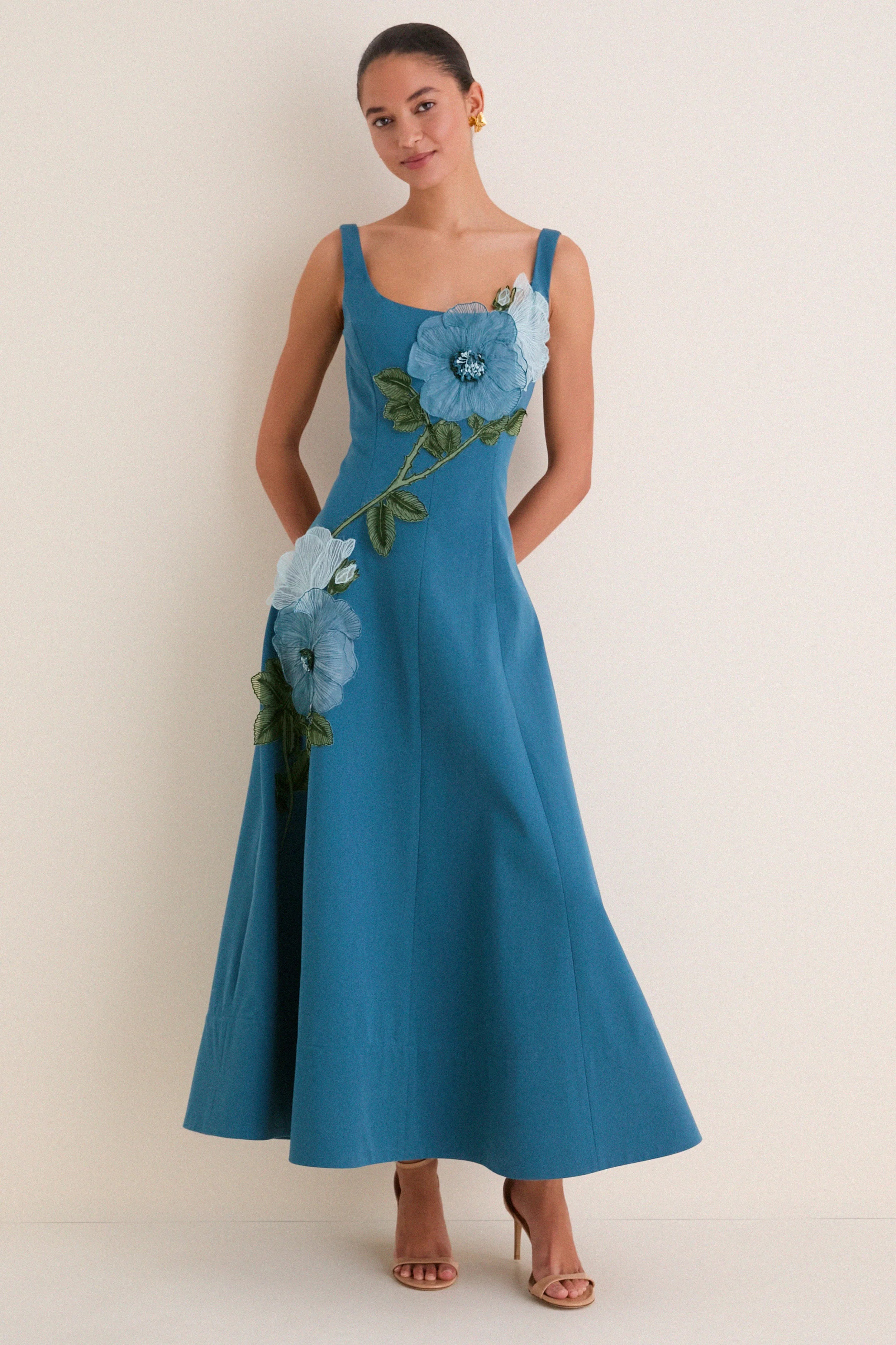 Mallard Peony Embroidered Full Dress