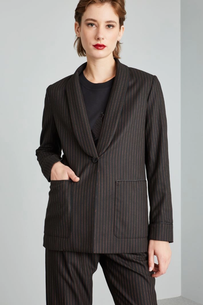 Blazer with patch pockets - BLACK ORANGE