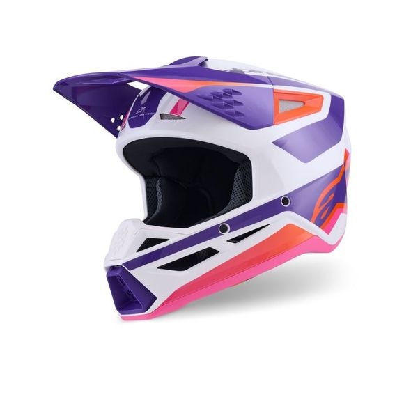 Casque cross Alpinestars S-M3 HEAT 2026 - Blanc / VioletRef : AP3965
