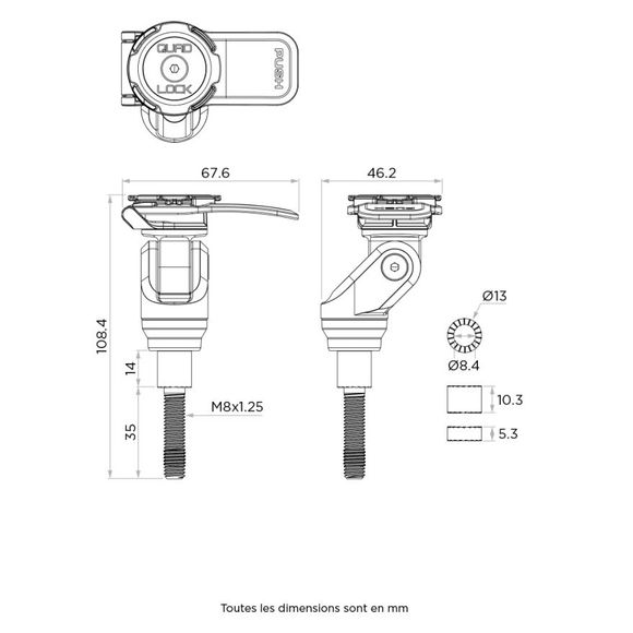 PRO Threaded Stem Quad Lock Smartphone Holder - BlackRef: QDL0257 / 1126499
