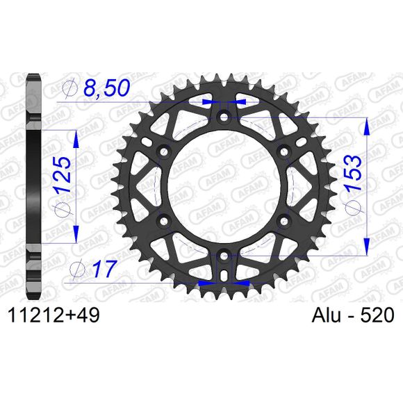 Afam Steel Crown 530 - 44 Teeth - GrayRef: AA0596 / 86603-44
