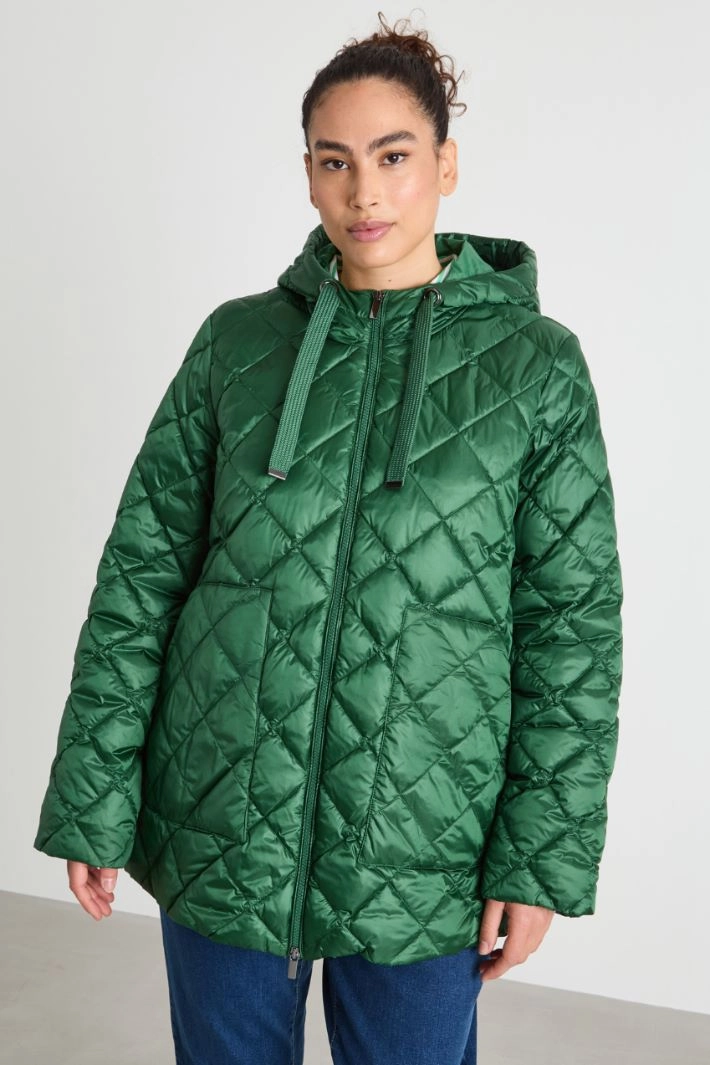 Hooded quilted jacket - GREEN
