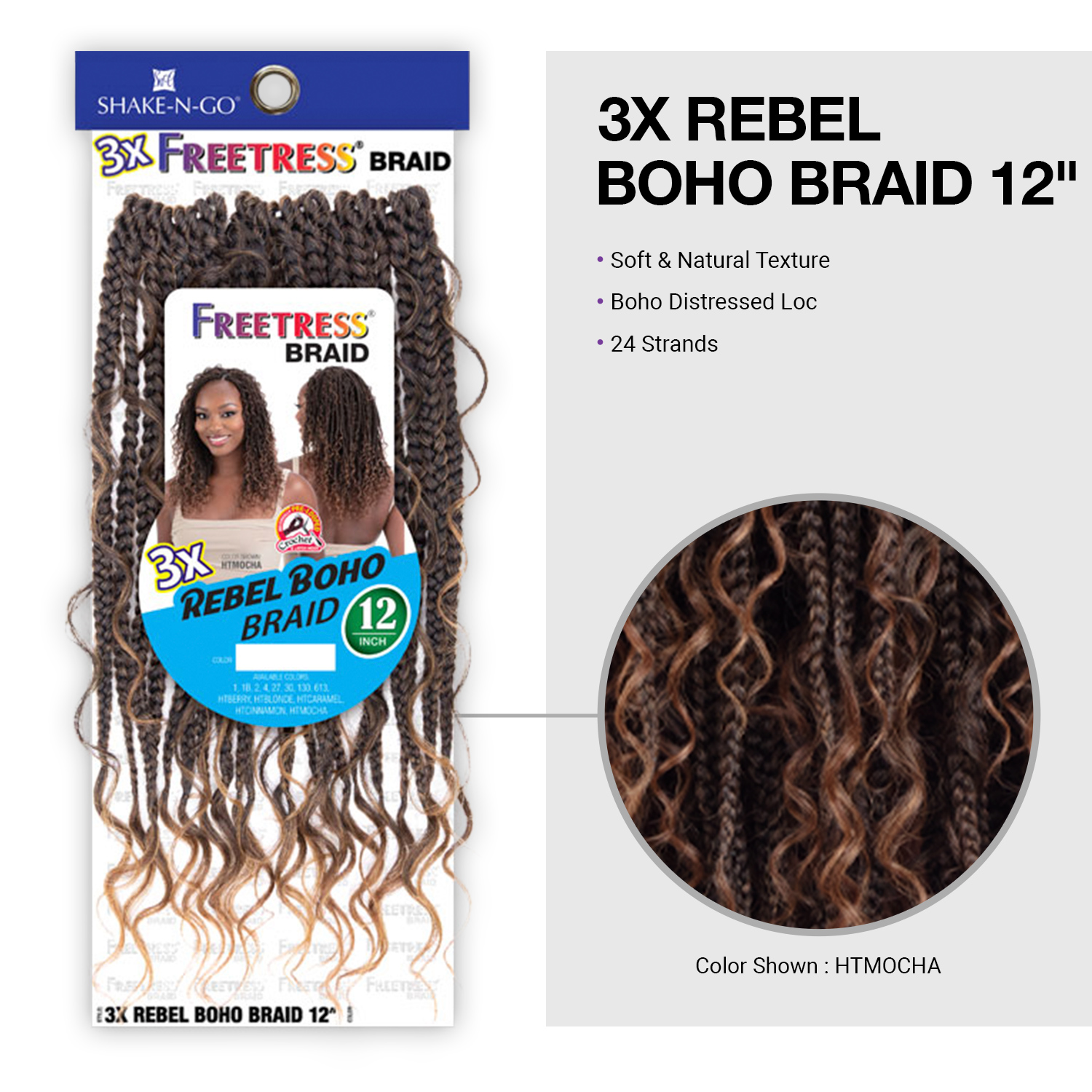 FreeTress Crochet Braids 3X Rebel Boho Braid 12