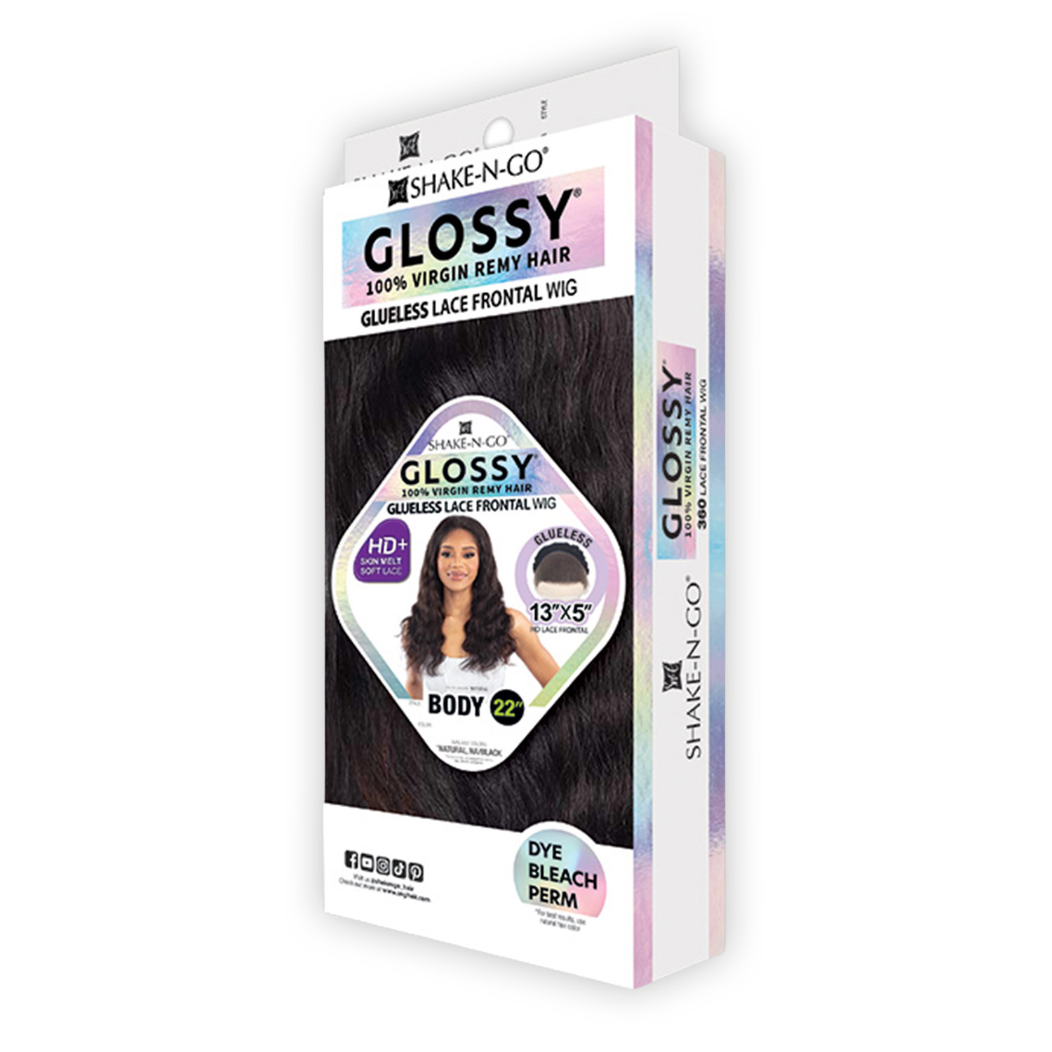 Shake-N-Go Virgin Remy Human Hair 360 HD Soft Lace Frontal Wig Glossy Glueless 13X5 Body 22