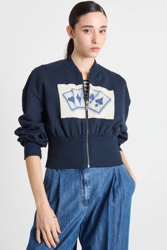 Zipped sweatshirt with patch - BLUE