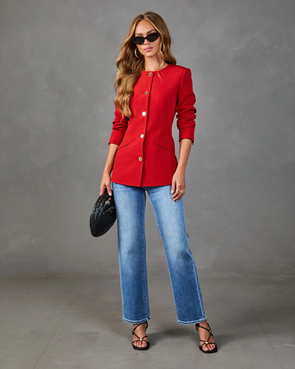 Lucinda Collarless Pintuck Blazer