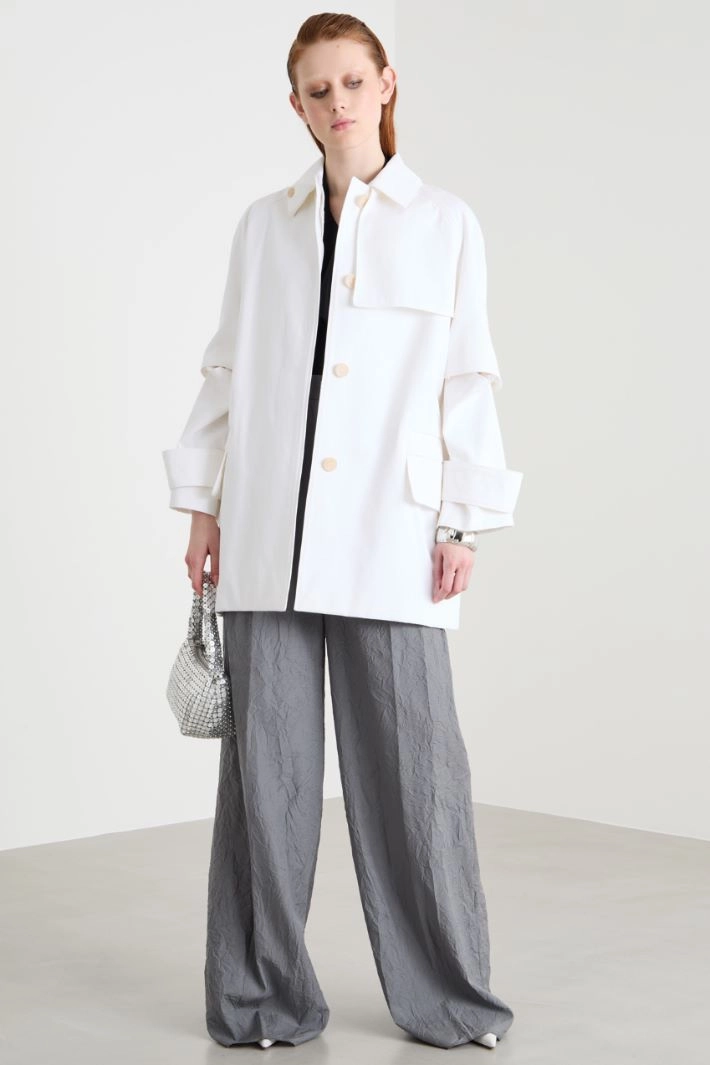 Water-repellent gabardine trench coat - WHITE