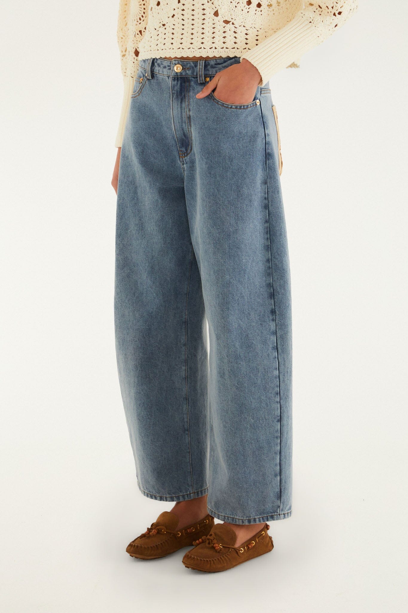 Blue Denim Richelieu Wide-Leg Pants