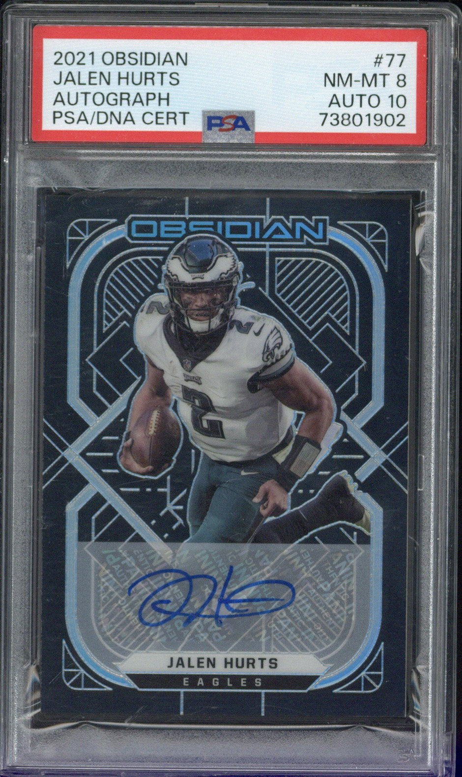 2021 Panini Obsidian Jalen Hurts Autograph /25 #77 PSA 8 AUTO 10