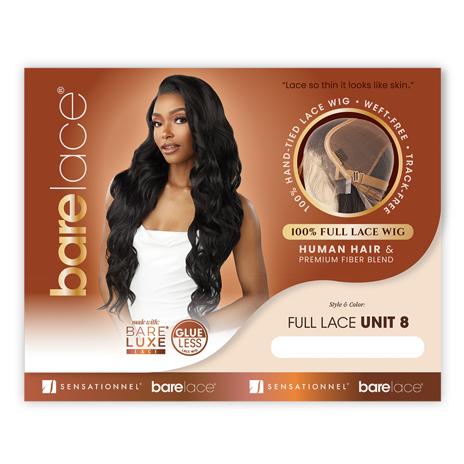 Sensationnel Human Hair Blend Lace Front Wig BareLace Glueless Full Lace Unit 8
