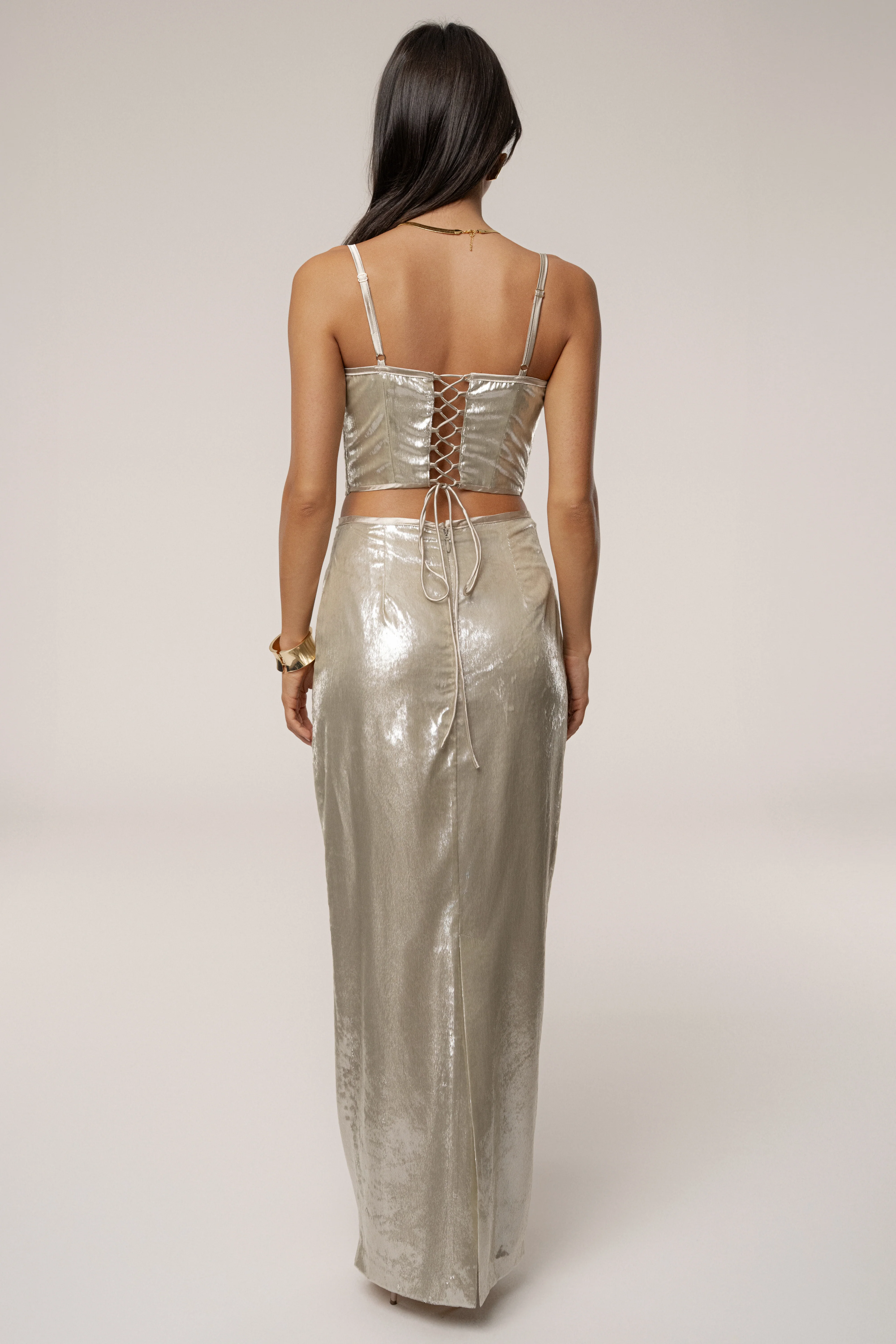 Beige Illuminate Maxi Skirt