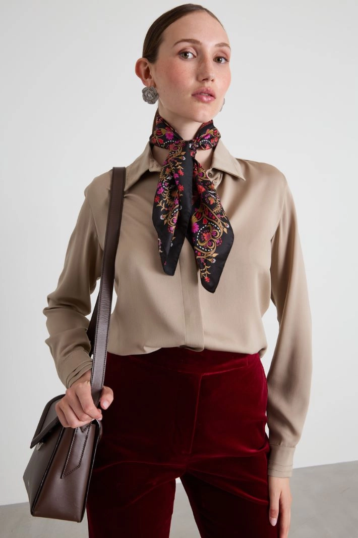 Silk twill scarf - BLACK RED