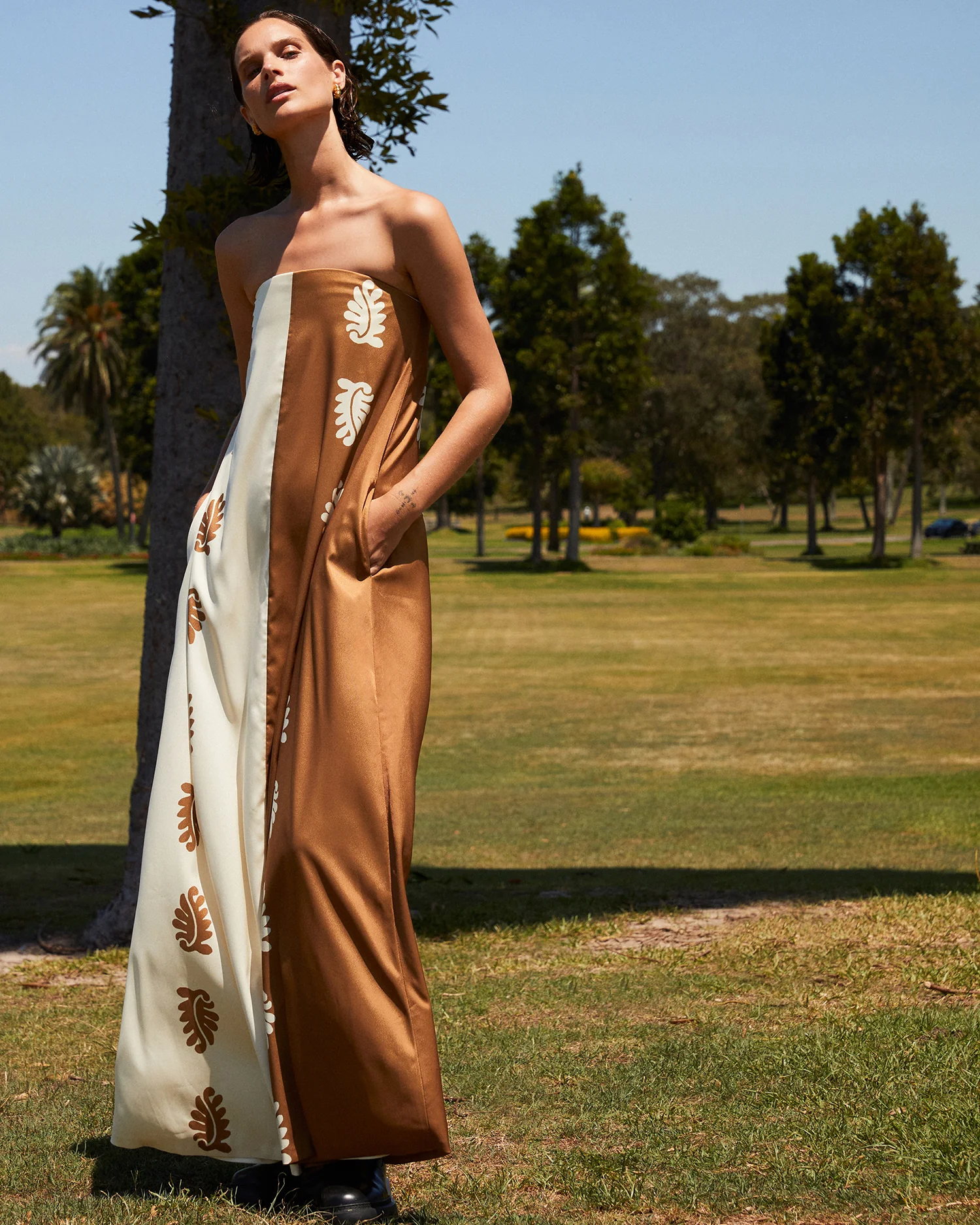 Ikaria Trapeze Dress Stencil Leaf