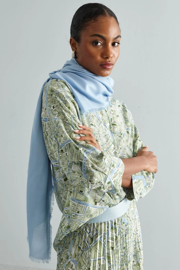 Natural fibre stole - LIGHT BLUE