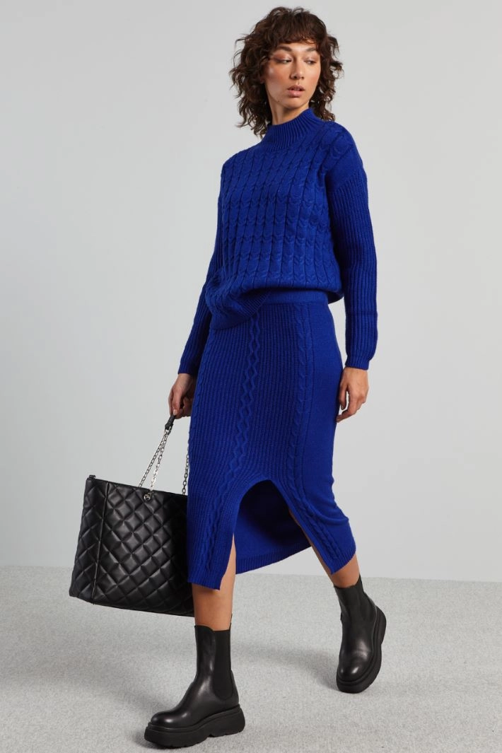 Cable-knit skirt - ELECTRIC BLUE