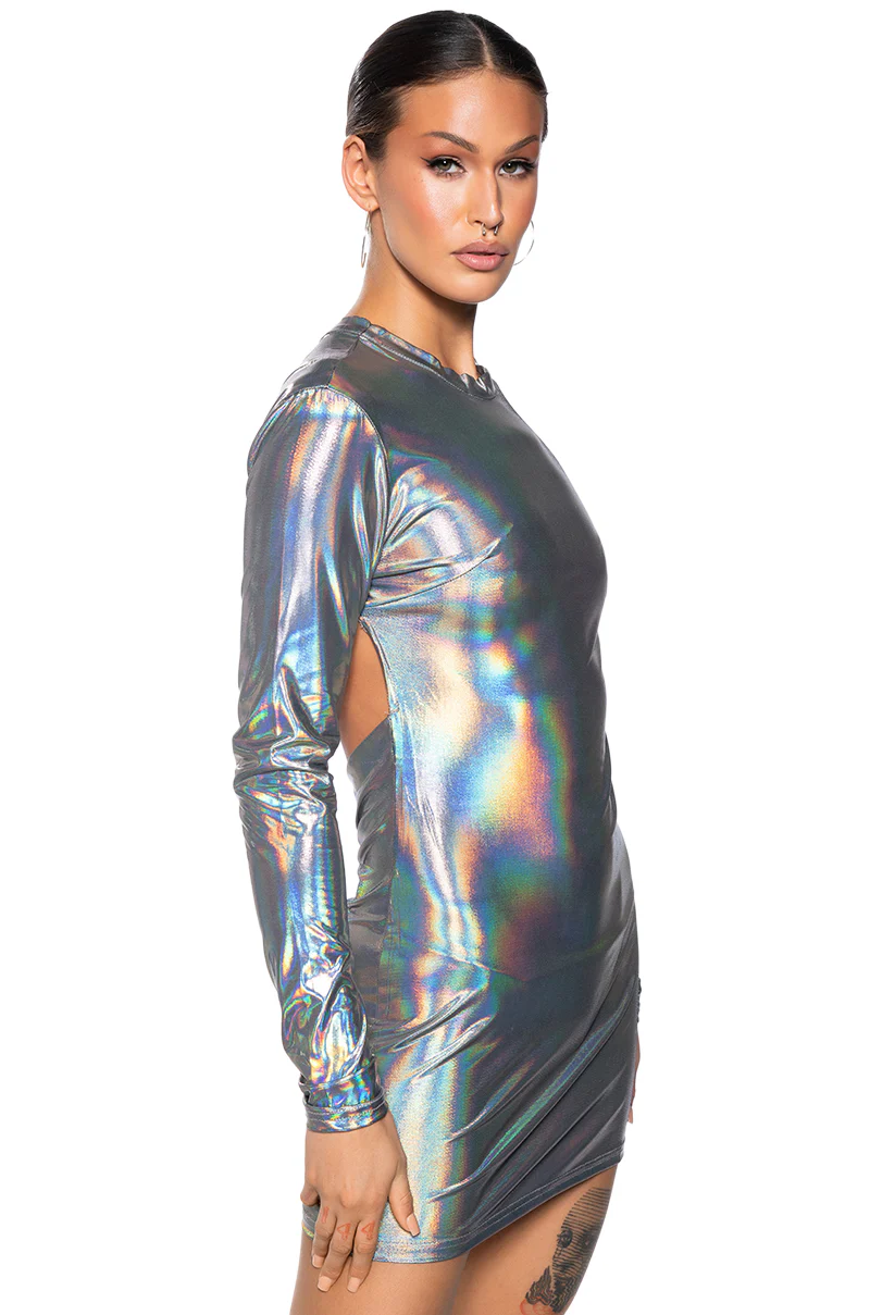 Party In The Back Metallic Mini Dress
