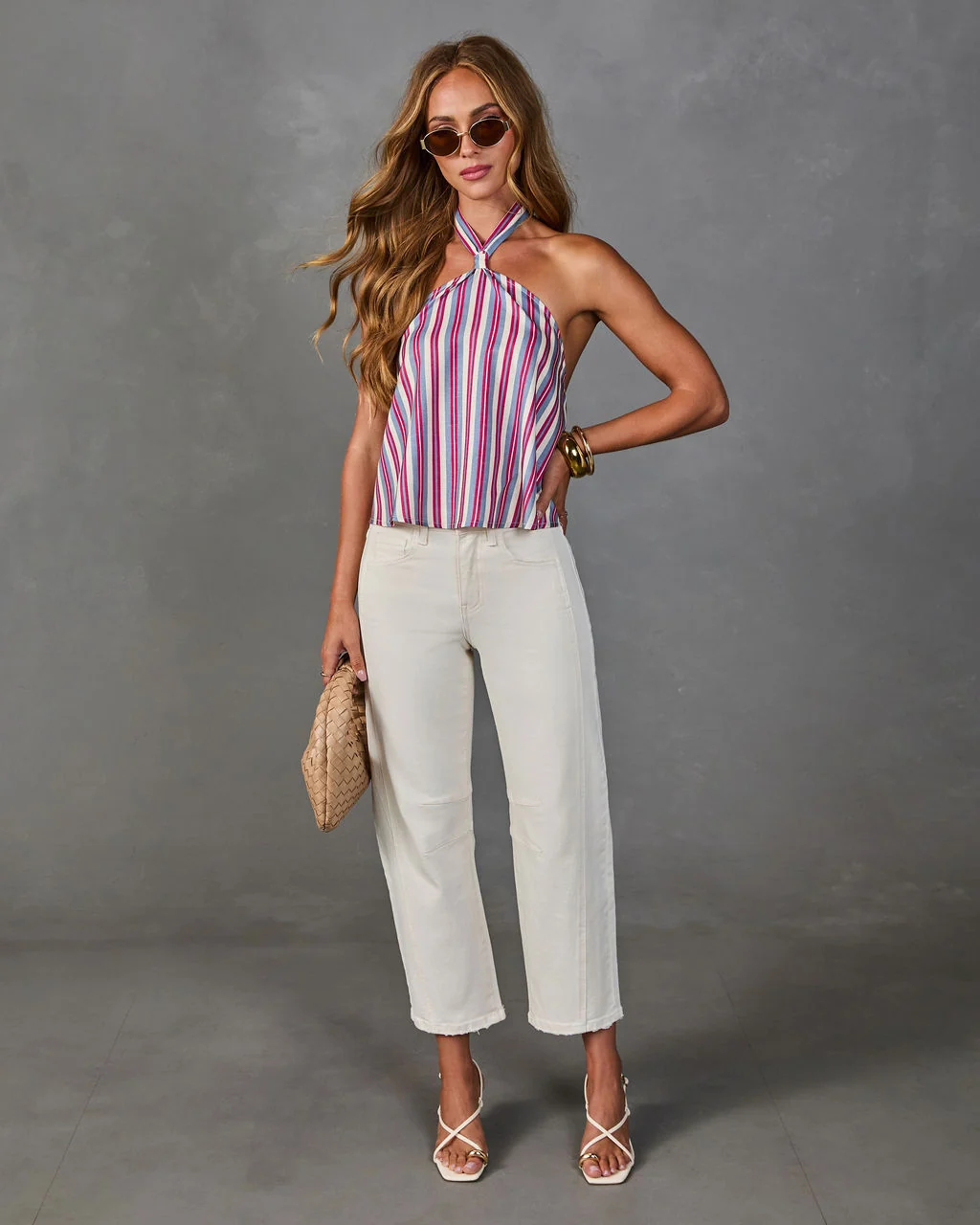 Cherished Cheers Striped Halter Neck Top