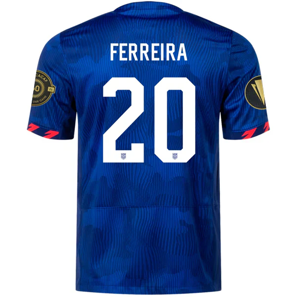 Mens United States Jesus Ferreira Away Jersey w/ Gold Cup Patches 23/24 (Hyper Royal/Loyal Blue)