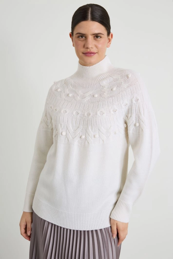 Wool blend sweater - IVORY