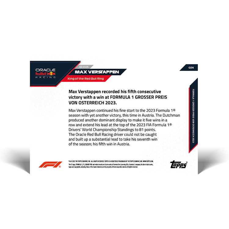 Topps UK - King of the Red Bull ring - F1 TOPPS NOW® Card #24