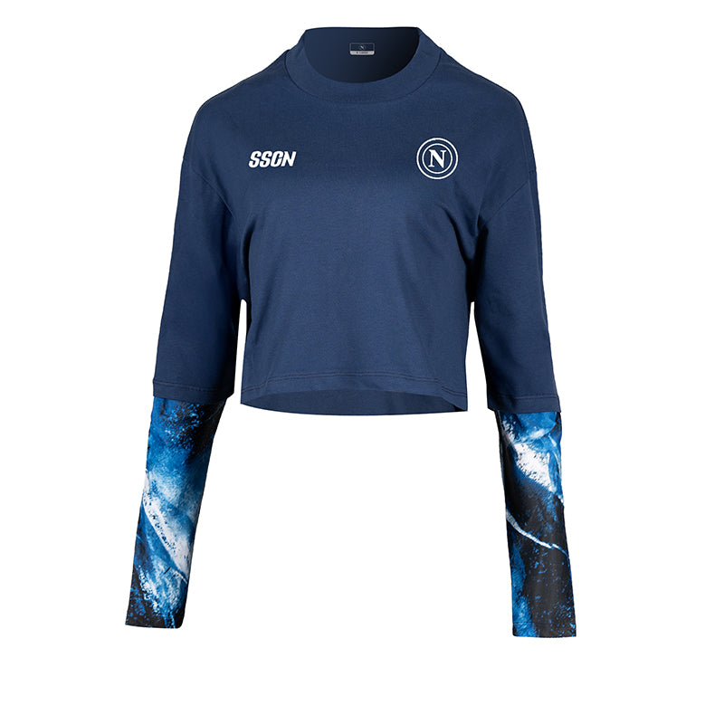 SSC Napoli Marechiaro Navy Blue Crop T-Shirt