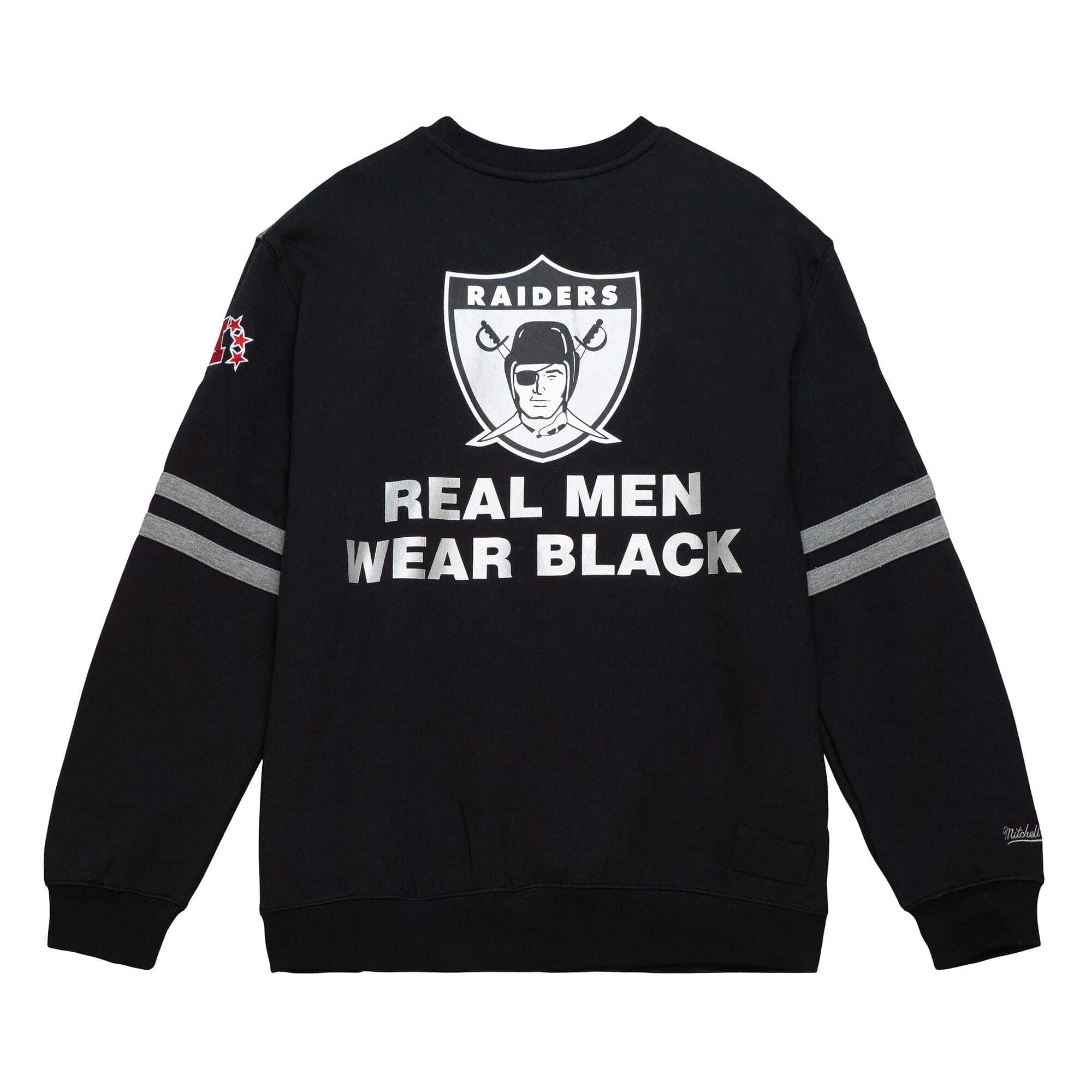 Oakland Raiders All Over 2.0 Mitchell & Ness NFL Crew Fleece Pullover