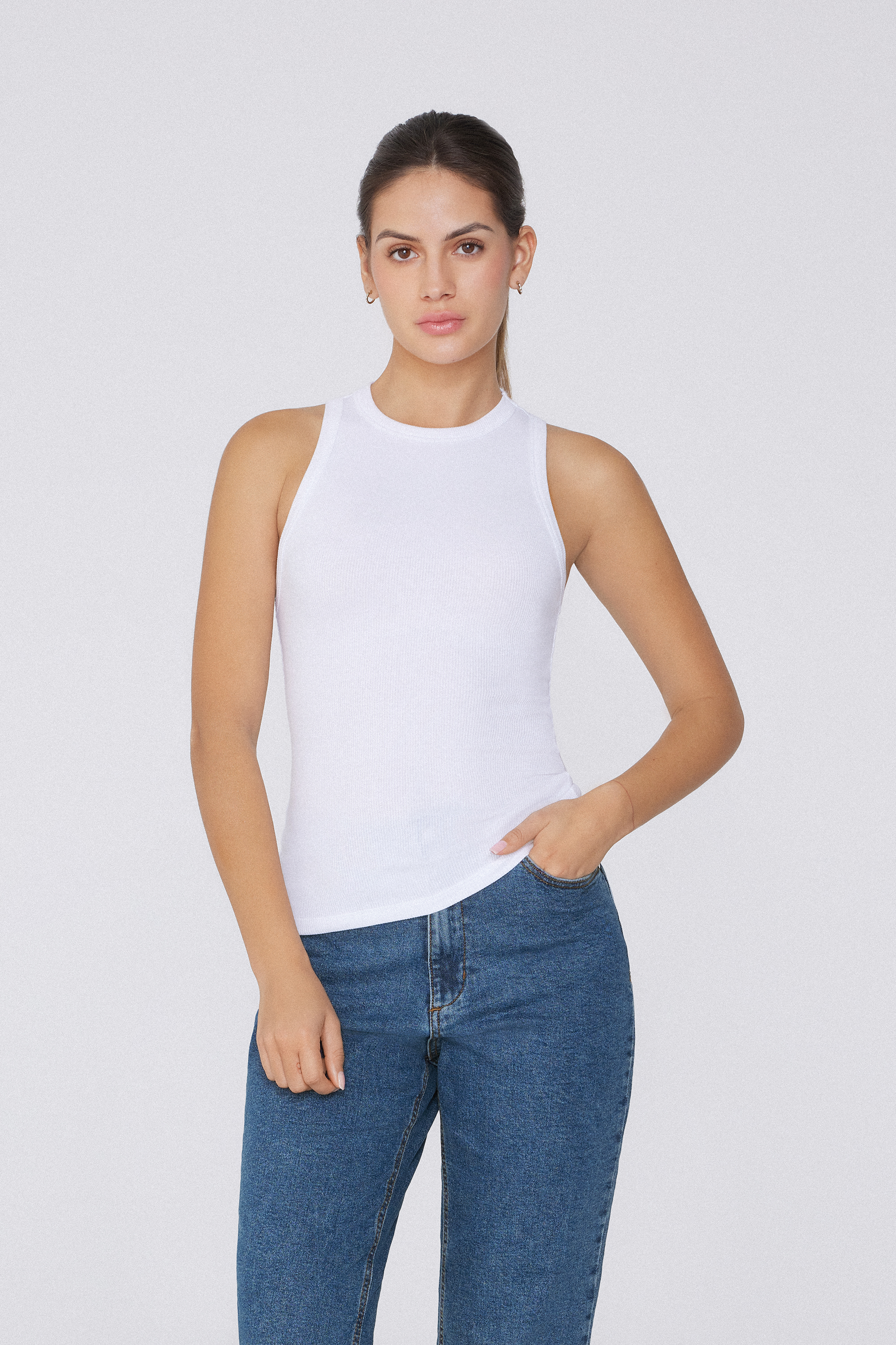 Ribbed Cotton Racer Back Camisole