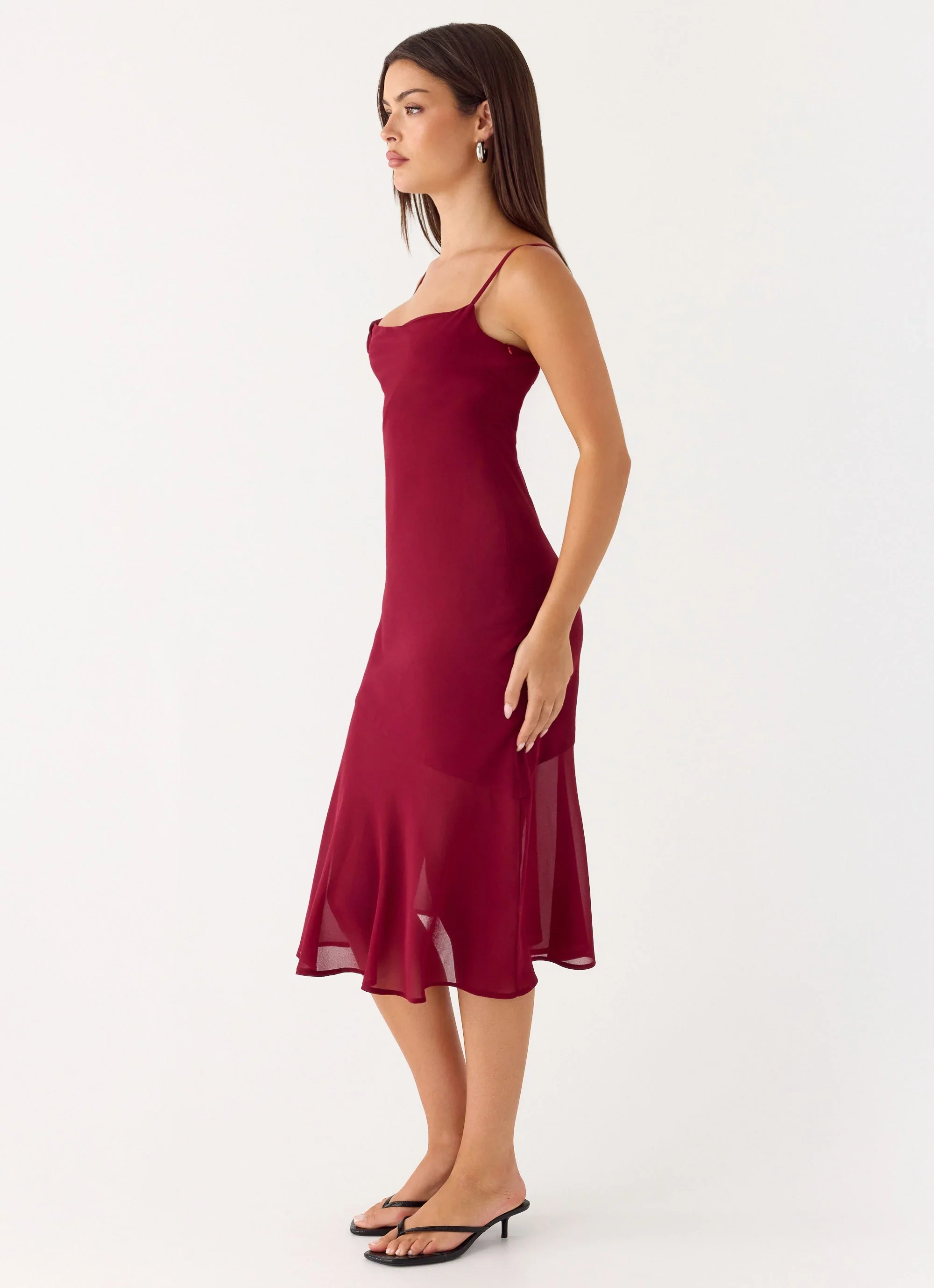 Anne Midi Dress - Deep Red