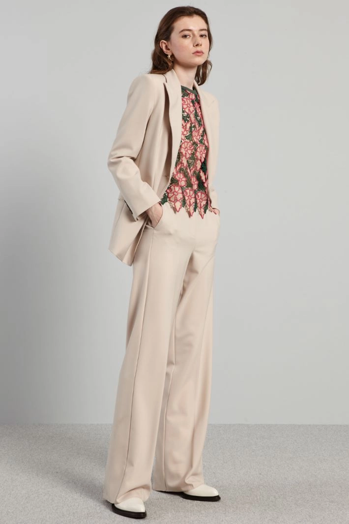 Lace and georgette top - GREEN FUCHSIA