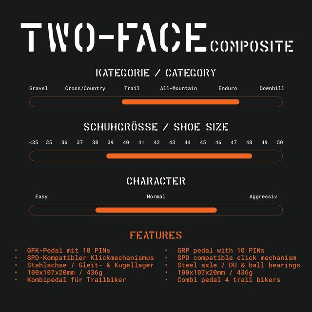 Tatze TWO-FACE Composite Hybrid Pedals - black