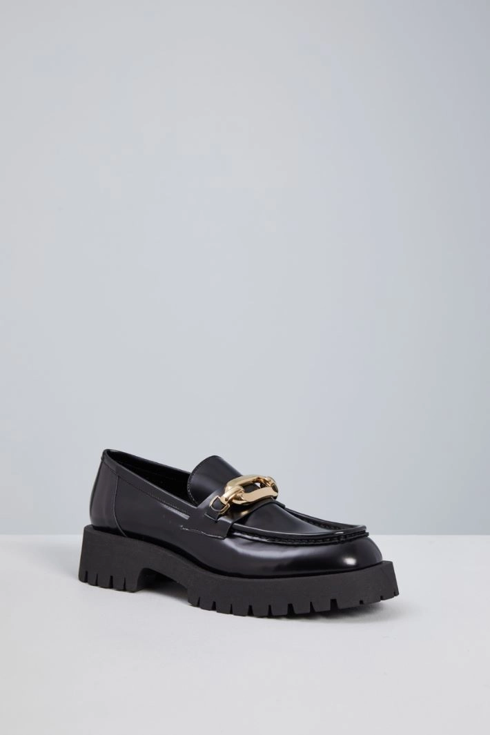 Moccasins with maxi buckle - BLACK