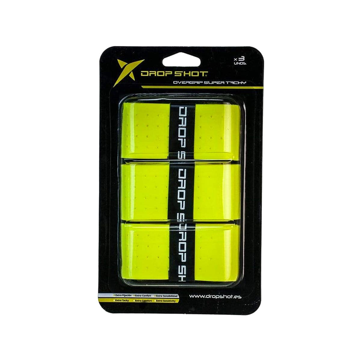 3-PACK OF YELLOW DROP SHOT SUPER TACKY OVERGRIPS