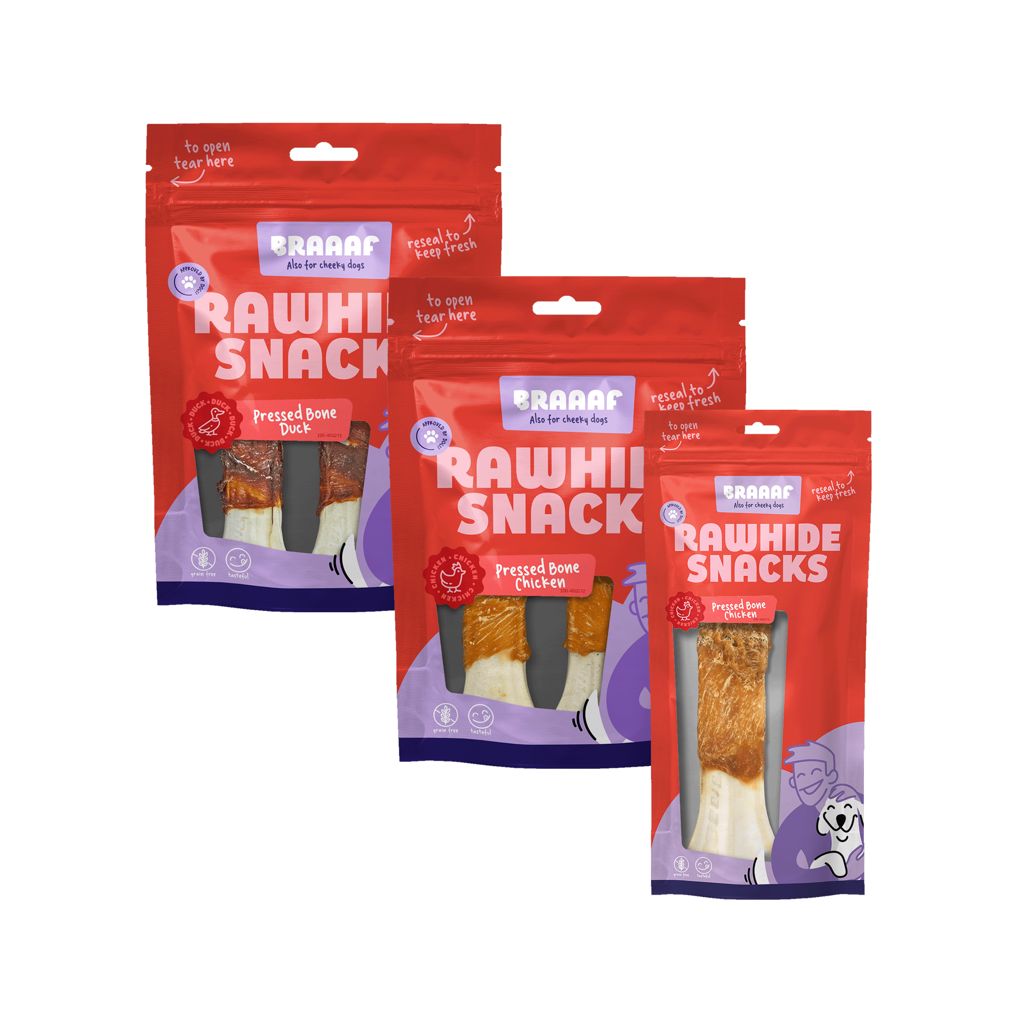 Braaaf Pressed Bone with Meat - Chicken - 2 x 12.5cm (130g)