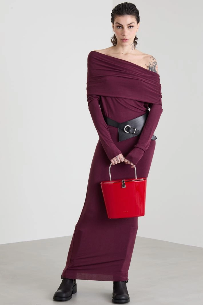 Cowl Neck Dress - BORDEAUX