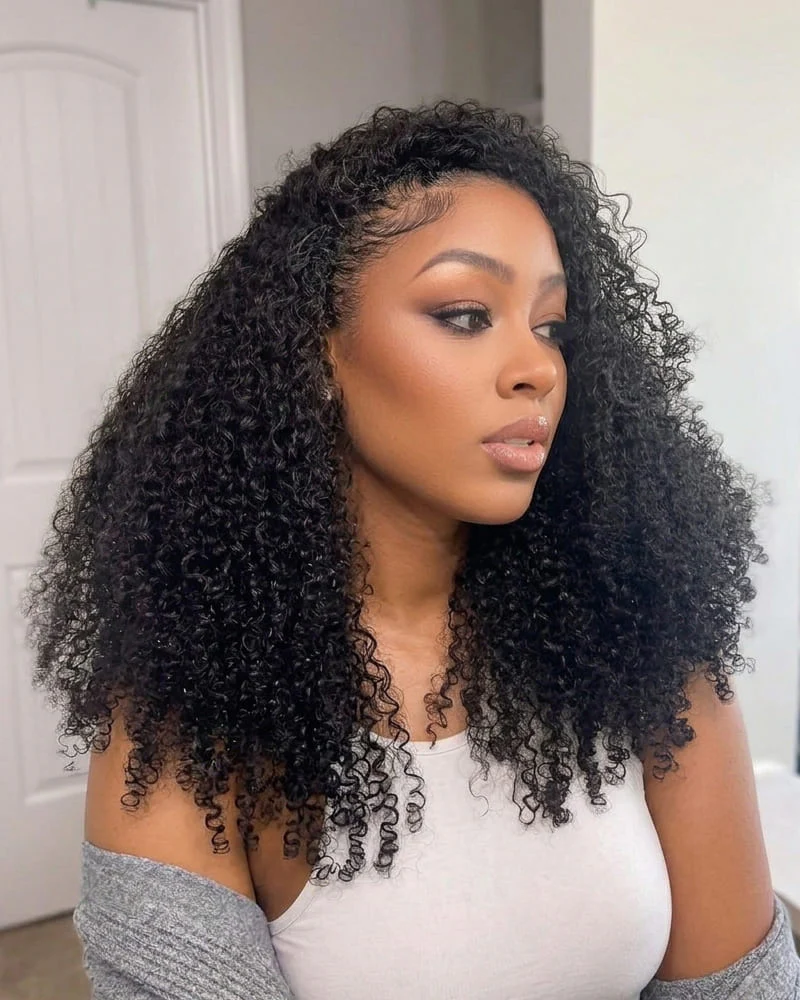 Arabella 13x6 Three-Go™ Natural Black Glueless Wig Jerry Curly with Burmese Curly With Drawstring 100% Human Hair Wig