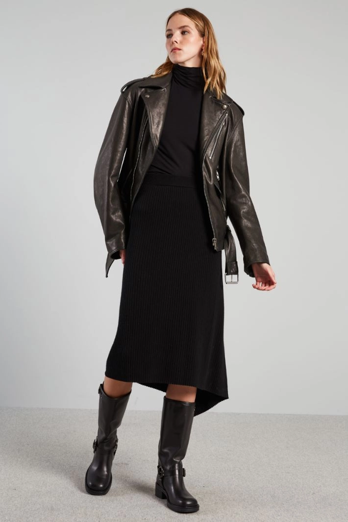 Knitted yarn skirt - BLACK