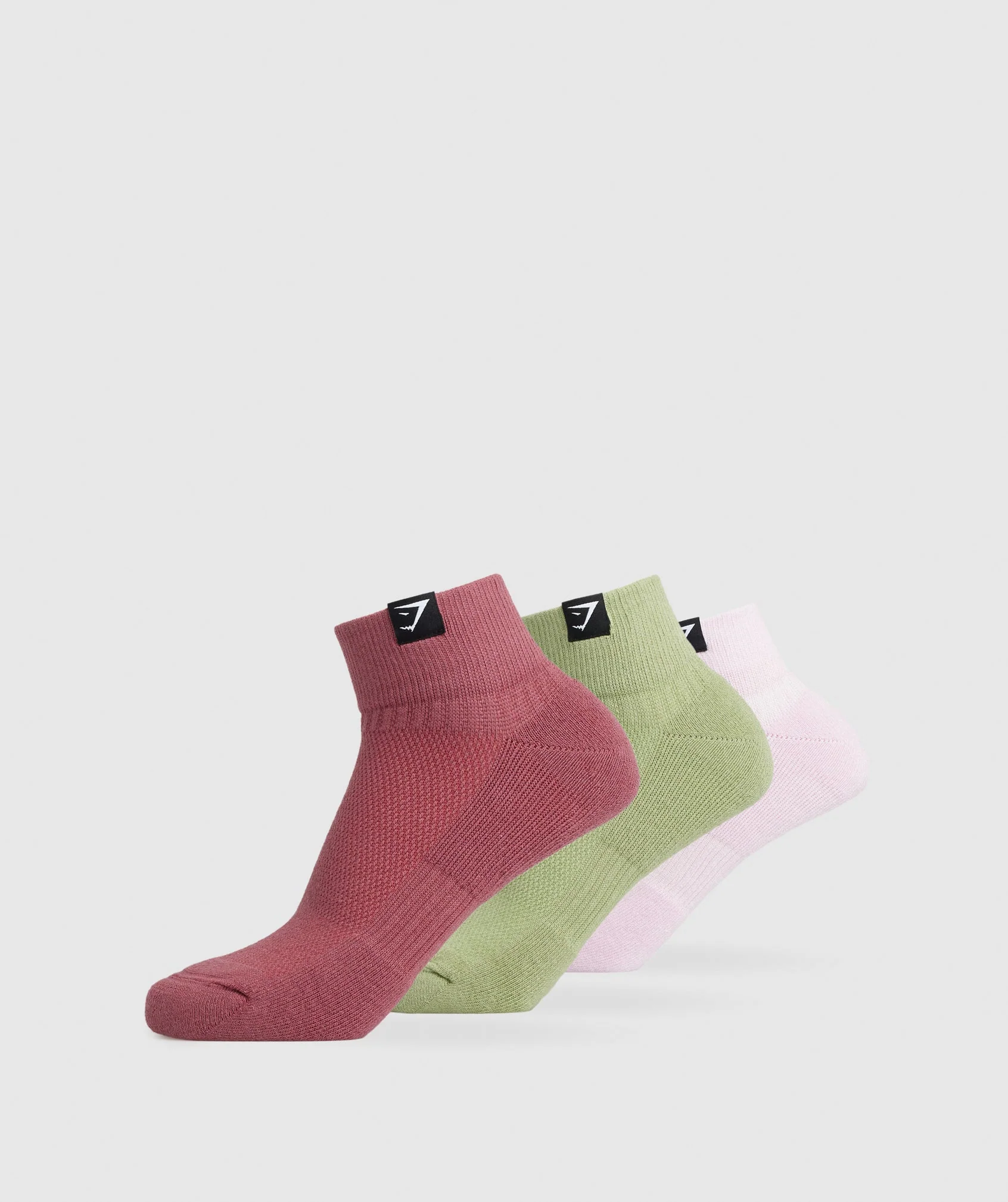 Woven Tab Quarter Socks 3pk Lemonade Pink/Soft Berry/Light Sage Green