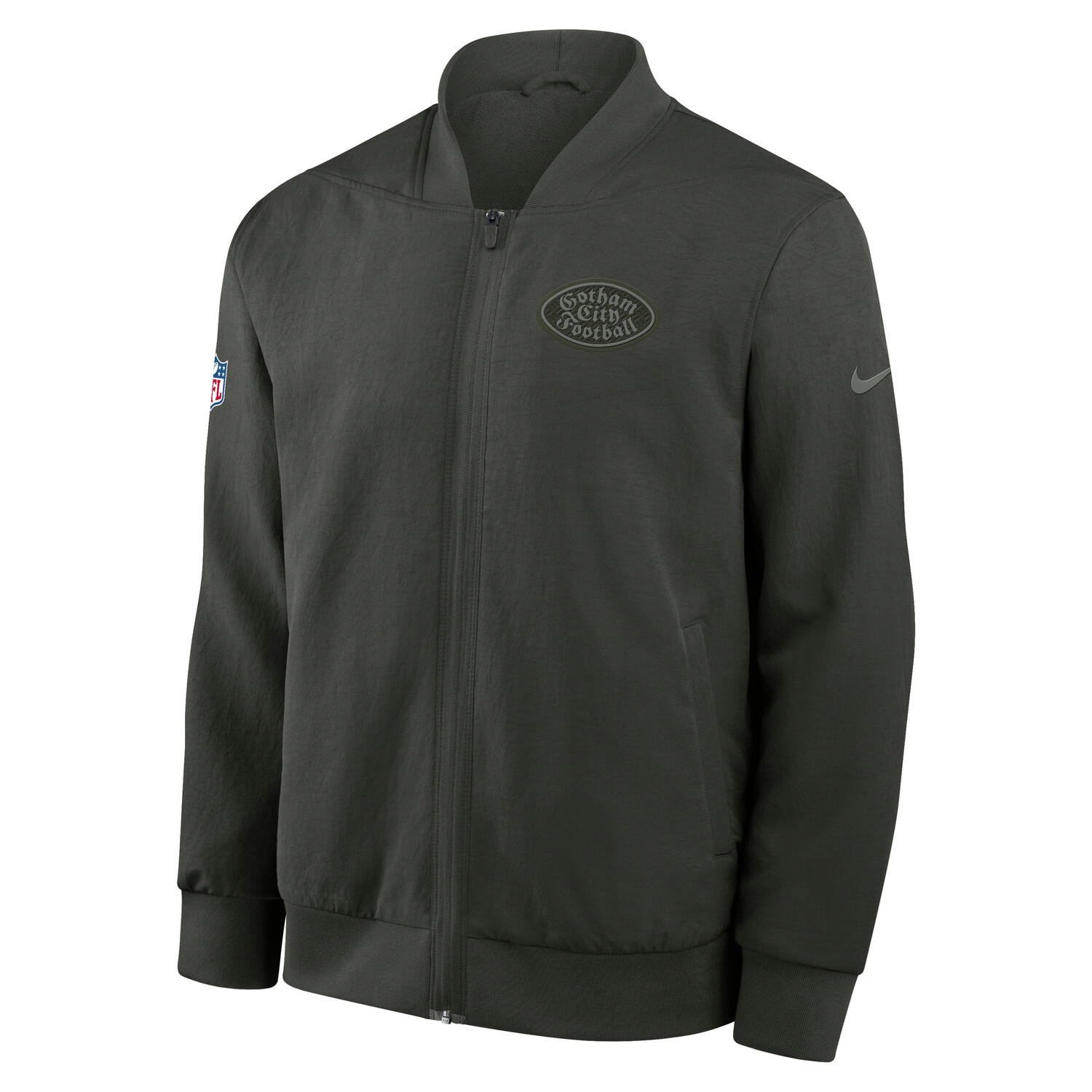 New York Jets 2025 Rivalries Sideline Bomber Jacke Olive