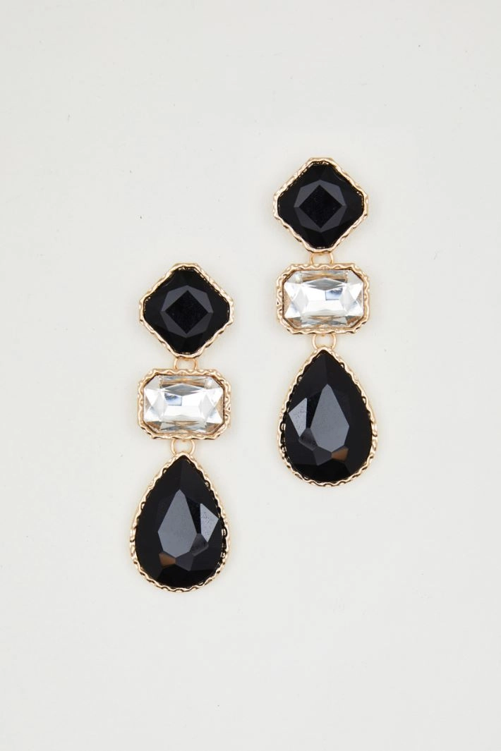 Three-element earrings - BLACK GOLD SILVER